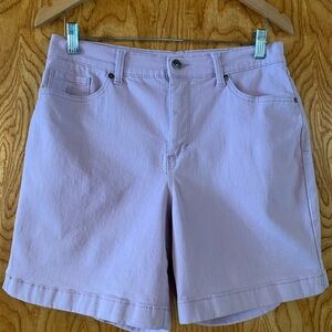 Lavender Five-Pocket Cotton Denim Shorts